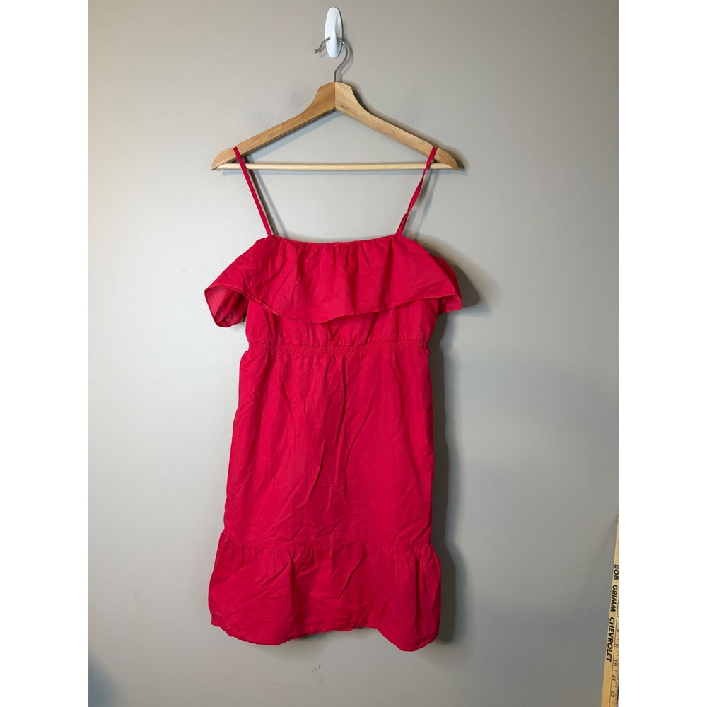 Gap Ruffle Mini Dress Women 8 Red Cotton Lined Adjustable Straps